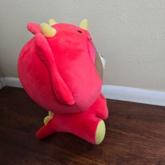 LINE FRIENDS Jungle Brown in Red Dinosaur Costume 14" Kawaii Stuffed Animal - Picture 2 of 6